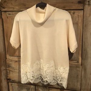 Turtleneck Lace Trimmed Sweater